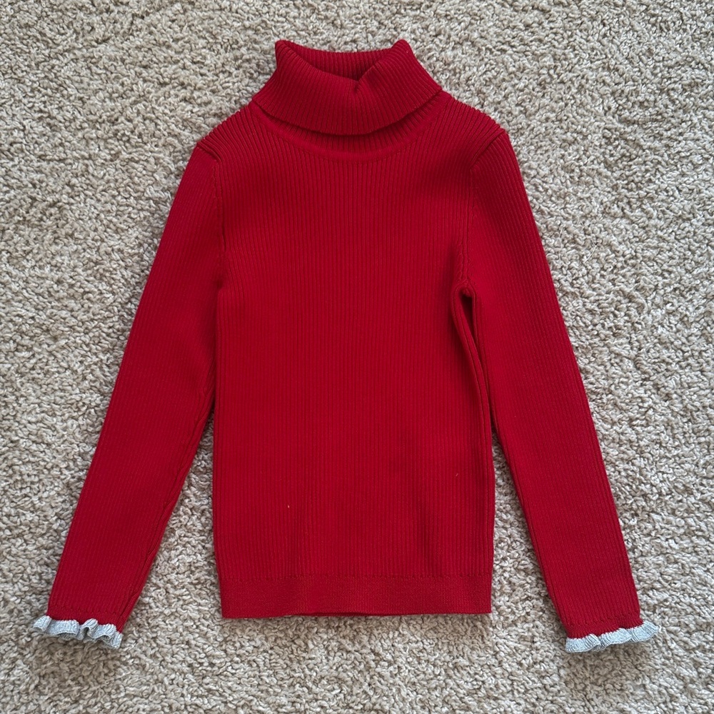 Primark Kids Red Turtleneck Sweater with White Trim